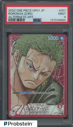 2022 One Piece Japanese OP01 #001 Roronoa Zoro Alternate Art PSA 9 MINT - Image 1