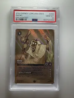 2024 DISNEY LORCANA EN 6-AZURITE SEA ENCHANTED RAFIKI - ETHEREAL GUIDE PSA 10 - Image 1