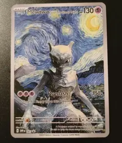 Pokemon MEWTWO Starry Night Van Gogh Beautiful Moon Card - Image 1