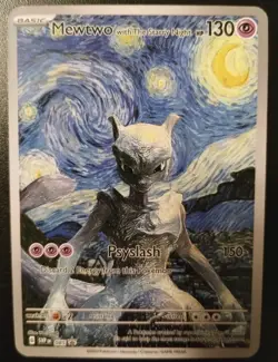Pokemon MEWTWO Starry Night Van Gogh Beautiful Moon Card - Image 3