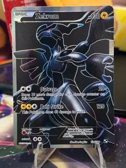 Zekrom 114/114 Black & White Base Full Art Holo Rare Pokemon Card - MP - Image 1
