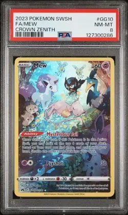 2023 Pokemon Sword & Shield Crown Zenith MEW Holo #GG10 PSA 8 - Image 1