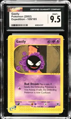 CGC 9.5 MINT + Gastly 109/165 Expedition Base Set Vintage WOTC 2002 Pokemon - Image 1