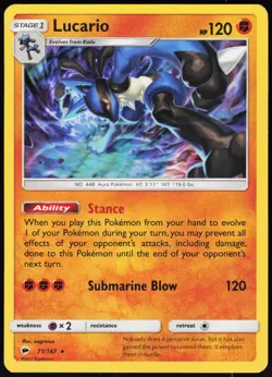 Lucario 71/147 Holo Rare Burning Shadows Pokemon Near Mint - Image 1
