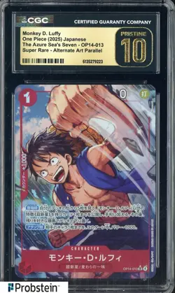 2025 One Piece Japanese The Azure Sea's Seven Monkey D. Luffy SR Alt Art CGC 10 - Image 1