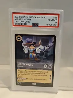 Disney Lorcana Mickey Mouse Musketeer GENCON Promo PSA 10 GEM MINT!! - Image 1