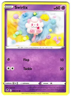 SWIRLIX 83/195 - NM - SWSH12 SILVER TEMPEST COMMON ENGLISH POKEMON CARD - Image 1