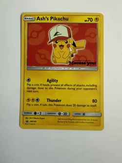 Ash's Pikachu I CHOOSE YOU SM109 Sun and Moon promotion Card Pokemon TCG - Image 1