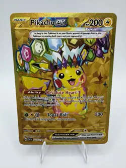 Pokemon TCG SV08 Surging Sparks Pikachu EX Hyper Rare Gold Holo Card 247/191 - Image 1