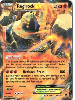 XY Fates Collide Regirock EX #43/124 Ultra Rare Holo Trading Card 2016 - Image 1