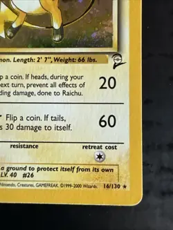 Pokemon TCG Raichu #16 Base Set 2 Vintage Holo LP + - Image 5