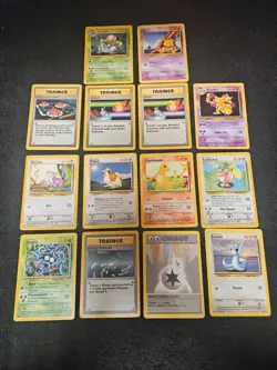 POKEMON ASSORTED BASE SET LOT OF 14 MIXED GRADE VINTAGE CHARMANDER IVYSAUR ABRA - Image 1
