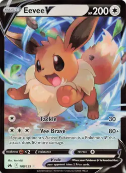 Eevee V 108/159 Crown Zenith Pokemon TCG Ultra Rare Holo NM - Image 1