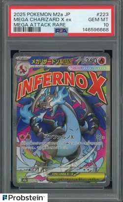 2025 Pokemon Japanese M2a #223 Mega Charizard X ex Mega Attack Rare PSA 10 #11 - Image 1
