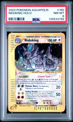 Nidoking #150 Holo Crystal 2003 Pokemon Aquapolis PSA 8 - Image 1
