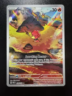 Pokemon Magby 186/182 SV04: Paradox Rift Illustration Rare Full Art Holo 30 HP - Image 1