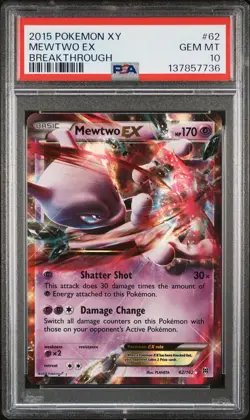 2015 POKEMON XY BREAKTHROUGH #62 MEWTWO EX PSA 10 - Image 1