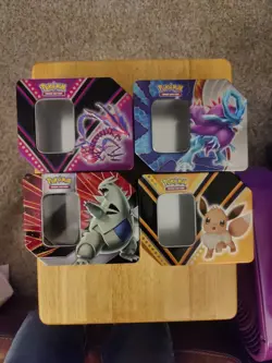 Lot of 4 EMPTY Pokemon Power Tins - Image 1
