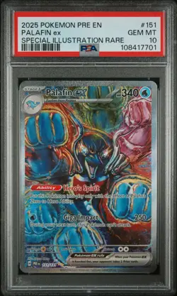 2025 POKEMON PRE EN-PRISMATIC EVOLUTIONS #151 PALAFIN EX PSA 10 - Image 1