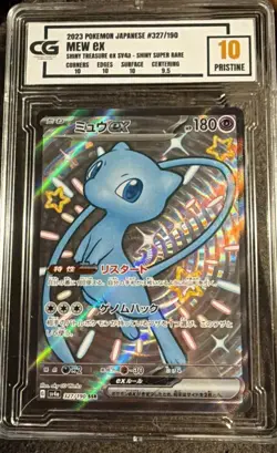 CGgraded Pokemon Mew Ex #327 Shiny Treasure ex Japanese 2023 Pristine 10 - Image 1