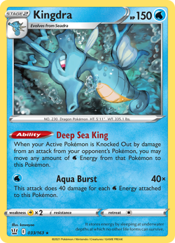 Kingdra 033/163 Holo Rare Battle Styles Pokemon Reverse Holo Near Mint - Image 1