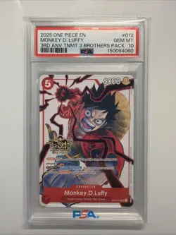 2025 One Piece Monkey D Luffy 3rd Anniversary 3 Brothers Pack #012 PSA 10 Gem MT - Image 1