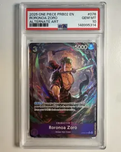 One Piece CCG Roronoa Zoro OP09-076 Alt Art Rare Foil PSA 10 (EN) PRB02 - Image 1