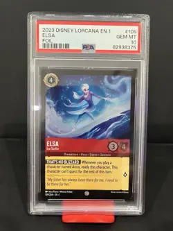 Disney Lorcana EN 1 Elsa - Ice Surfer 109/204 PSA 10 Gem Mint Foil - Image 1