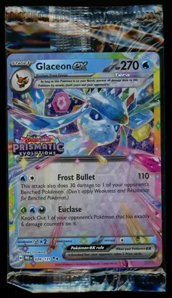 Pokemon Prismatic Evolutions 026/131 GLACEON ex Factory Sealed Stamped Promo - Image 1