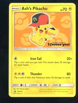 2017 Pokemon SM Black Star Promo I Choose You! #110 Ash' Pikachu - Image 1