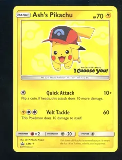 2017 Pokemon SM Black Star Promo I Choose You! #111 Ash' Pikachu - Image 1