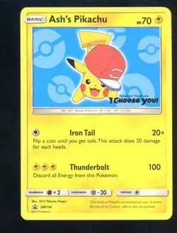 2017 Pokemon SM Black Star Promo I Choose You! #114 Ash' Pikachu - Image 1