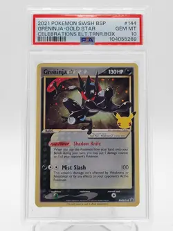 GRENINJA GOLD STAR 2021 POKEMON CELEBRATIONS SWSH BSP #SWSH144 PSA 10 Q3963 - Image 1