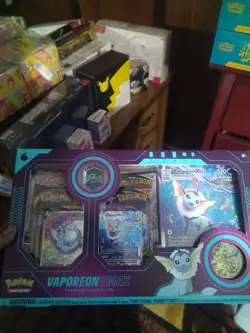 Pokemon TCG Vaporeon VMAX Premium Collection Box – Factory Sealed - Image 1