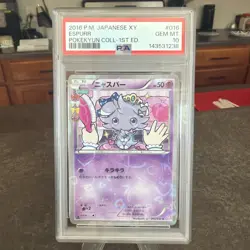 2016 Pokemon Pokekyun Coll. Japanese XY #016 ESPURR 1st Edition PSA 10 GEM MINT - Image 1