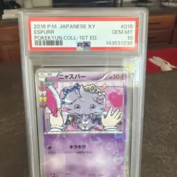 2016 Pokemon Pokekyun Coll. Japanese XY #016 ESPURR 1st Edition PSA 10 GEM MINT - Image 2