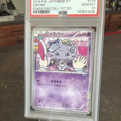 2016 Pokemon Pokekyun Coll. Japanese XY #016 ESPURR 1st Edition PSA 10 GEM MINT - Image 4