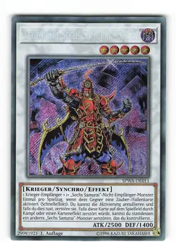 Yugioh LEGENDARE SECHS SAMURAI - SHI EN , spwa-de011 Secret Rare deutsch NM 1st - Image 1