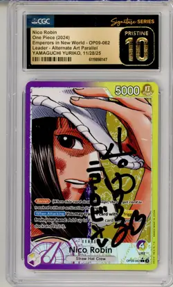 CGC Pristine 10 Signed Yamaguchi Yuriko One Piece Nico Robin OP09-062 Alt Art - Image 1