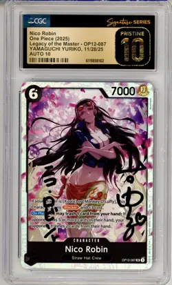 CGC Pristine 10 Auto 10 Yamaguchi Yuriko One Piece CCG Nico Robin OP12- 087 Foil - Image 1
