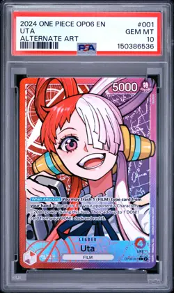 2024 One Piece OP06 #001 Uta Alternate Art Leader PSA 10 GEM MT - Image 1