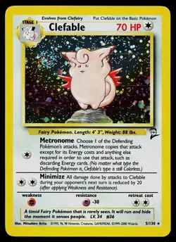 Pokemon Card - Clefable Base Set 2 5/130 Holo Rare SWIRL - Image 1