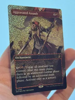 1X CONFETTI FOIL Aggravated Assault BORDERLESS MINT MTG Magic WOT Eldraine CEDH - Image 2