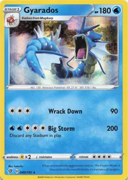 Pokemon - Gyarados #040/192 - SWSH02: Rebel Clash Holo - Image 1