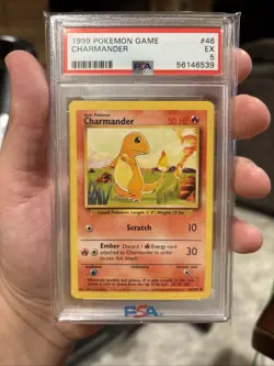 Pokemon Card Charmander 46/102 Base Set 1999 PSA 5 Excellent - Image 1