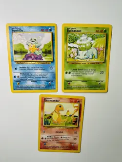 Pokemon Base Set Bulbasaur Squirtle Charmander Original Pokemon Cards - Image 1