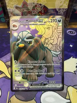 Pokemon TCG Arven's Mabosstiff EX 218/182 Sv10: Destined Rivals Ultra Rare - Image 1