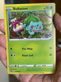 POKEMON BULBASAUR #SWSH231 PROMO BLACK STAR COSMOS NM W/SWIRL CARD POKEMON GO - Image 1