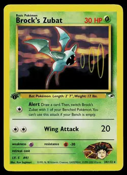 Pokemon Card - Brock's Zubat Gym Heroes 24/132 1st Edition Rare - Image 1