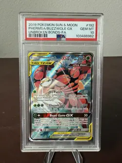 Pokemon Pheromosa & Buzzwole GX Unbroken Bonds Full Alt Art #192 PSA 10 Gem Mint - Image 1